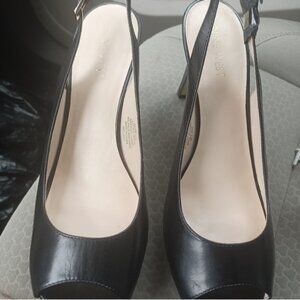 New Nine West Black Open Toe Slingback Heels